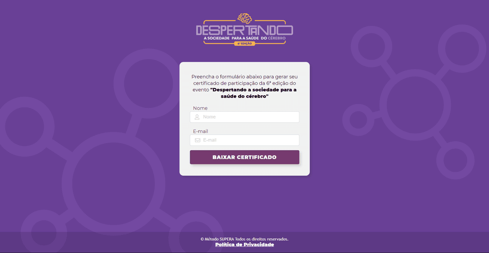 Gerador de certificado - Método Supera